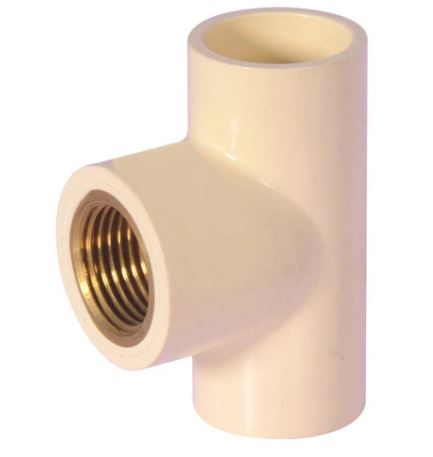 Finolex Cpvc Red Brass Tee 1" X 1/2"